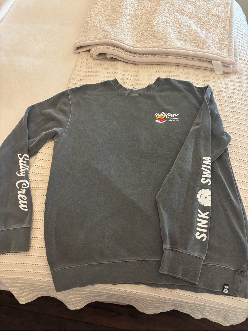 Salty Crew Men's Crewneck Sweatshirt - Charcoal with White Graphics